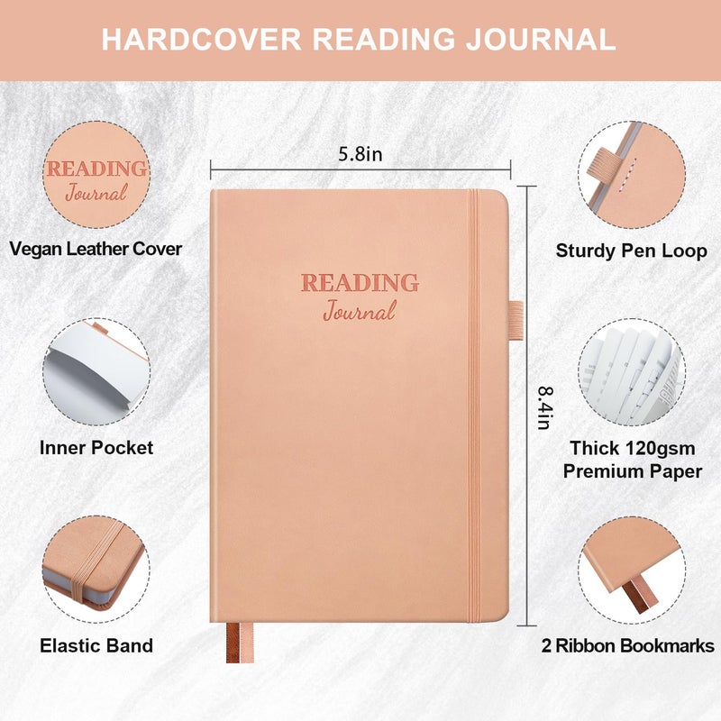 SIMSIMY Reading Journal with 104 Book Reviews  Book Journal for Book Lovers & Readers - Book Reviews & Reading Tracker & Reading List Challenge  Fillable Reading Log Notebook with Back Pocket & Pen Loop  A5 - Image 2